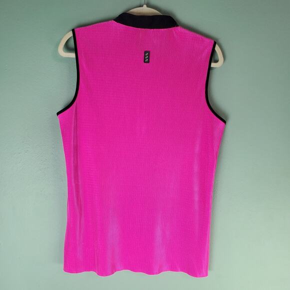 Jamie Sadock Womens Pink Sleeveless Quarter Zip Crunch Golf Polo Size Top Large - Picture 2 of 7